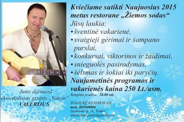 Nauji metai restorane Žiemos sodas
